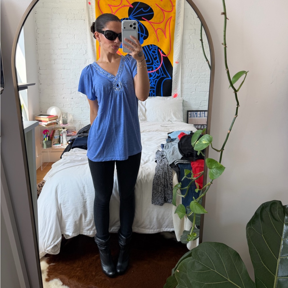 2016/Y2K BLUE STUDDED TOP
